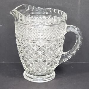 Vtg Anchor Hocking Wexford Diammond Cut Juice Pitcher MCM Tableware